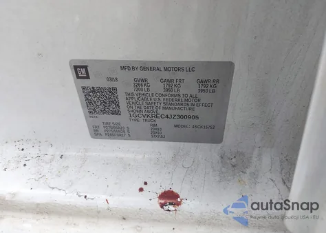 2018 Chevrolet Silverado 1500 2Lt из США, поврежденный, VIN 1GCVKREC4JZ300905